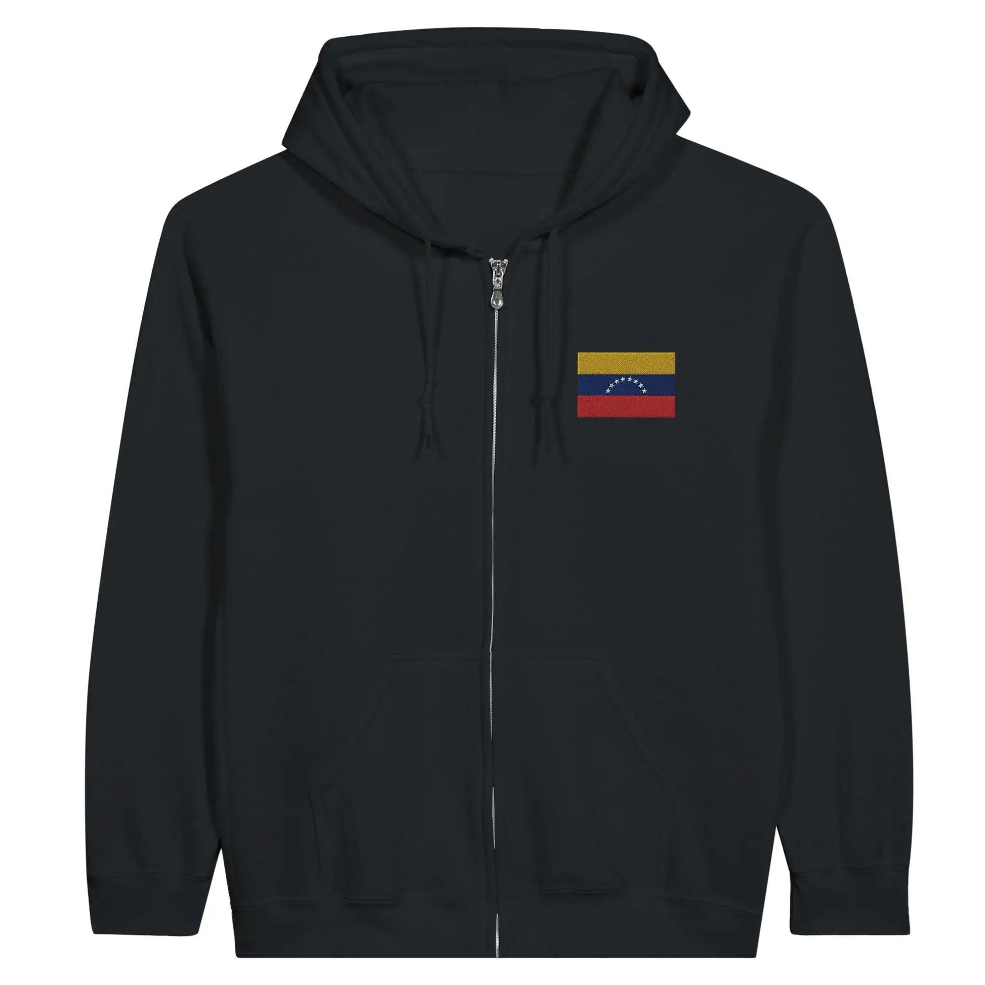 Sweat À Capuche Zippé – Drapeau Du Venezuela – Brodé – Coton Mélangé