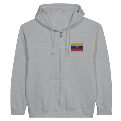 Sweat À Capuche Zippé – Drapeau Du Venezuela – Brodé – Coton Mélangé