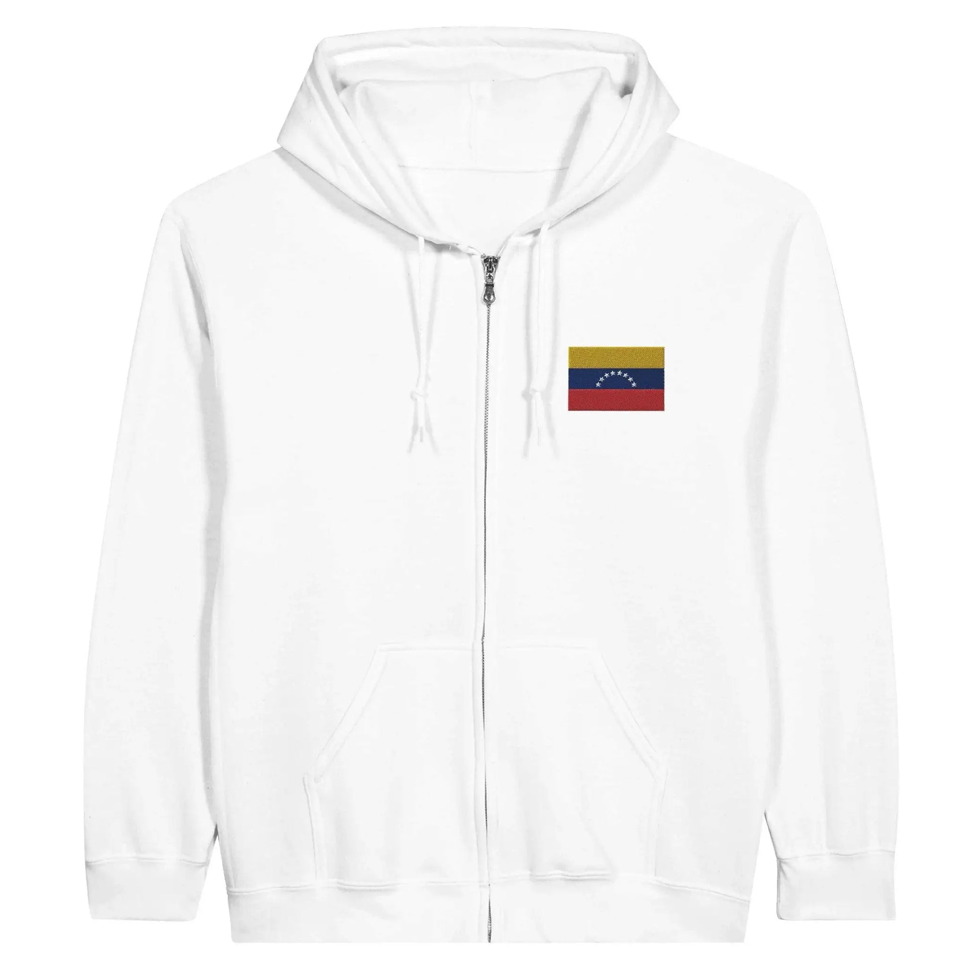 Sweat À Capuche Zippé – Drapeau Du Venezuela – Brodé – Coton Mélangé