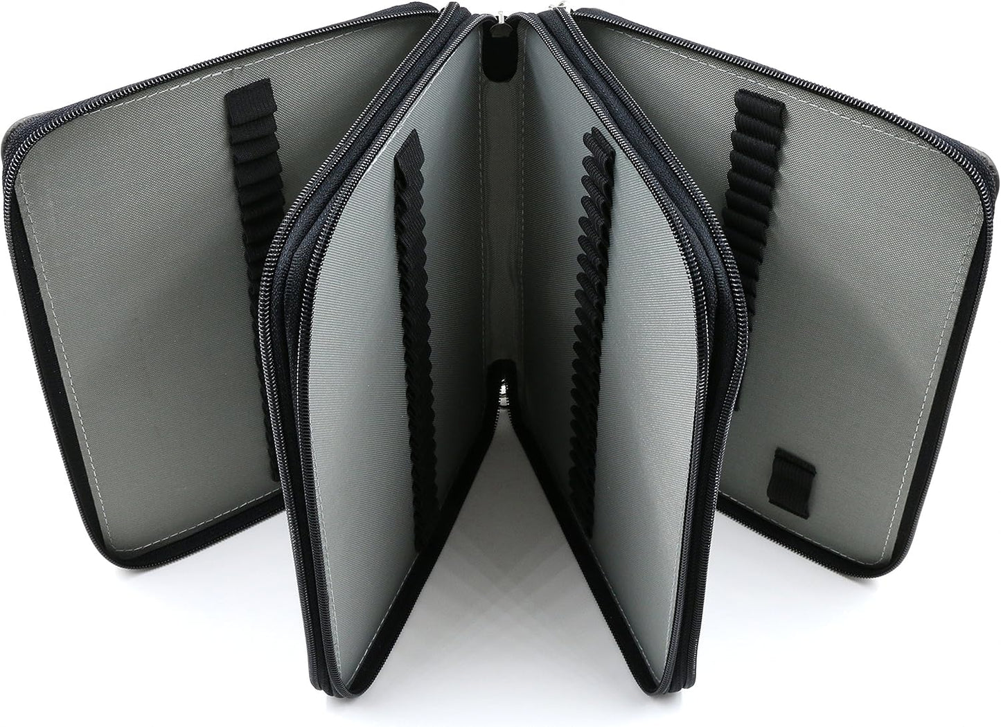 120 Slots Pencil Case - PU Leather Handy Multi-Layer Large Zipper Pen Bag with Handle Strap for Prismacolor Watercolor Pencils, Crayola Colored Pencils, Marco Pens and Makeup Brush (Black)