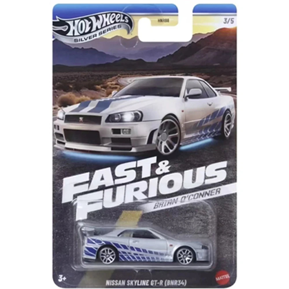 Hot Wheels HNR88 Fast & Furious Toyota Supra Nissan Skyline GTR BNR34 - Autos 1:64 Colección