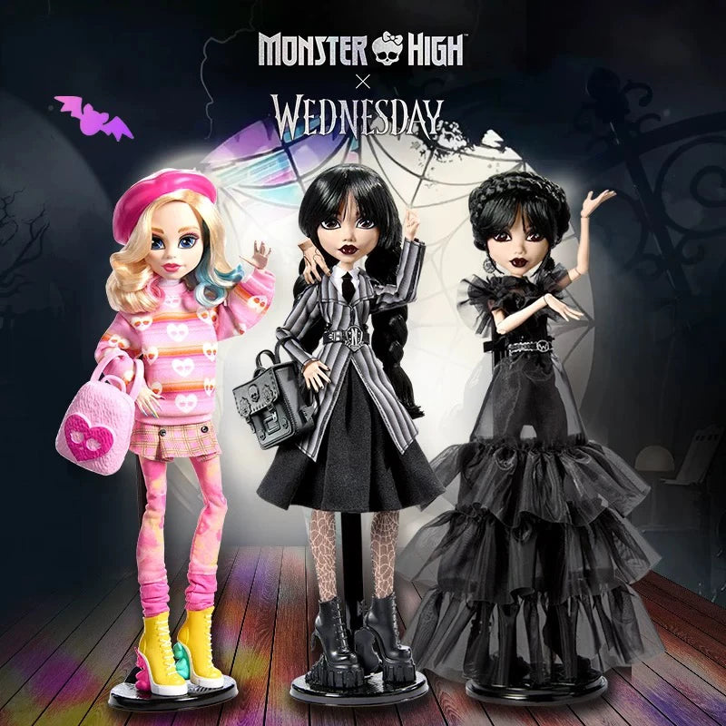 Muñecas Monster High x Wednesday Rave'n - Wednesday Addams Enid Sinclair Coleccionables