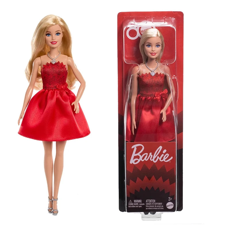 Muñeca Barbie 80 Aniversario Fashionistas Vestido Rojo Rubí - Zapatos Collar