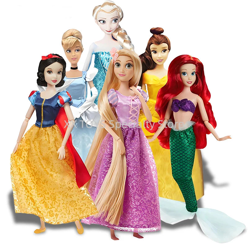 Muñeca Disney Princesas Clásicas Blancanieves Rapunzel Ariel Elsa - 11 Pulgadas con Anillo Coleccionable