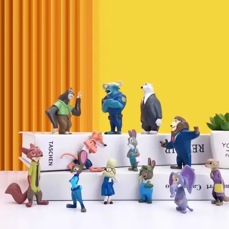 Set 12 Figuras Disney Zootopia - Judy Hopps Nick Wilde Colección Completa