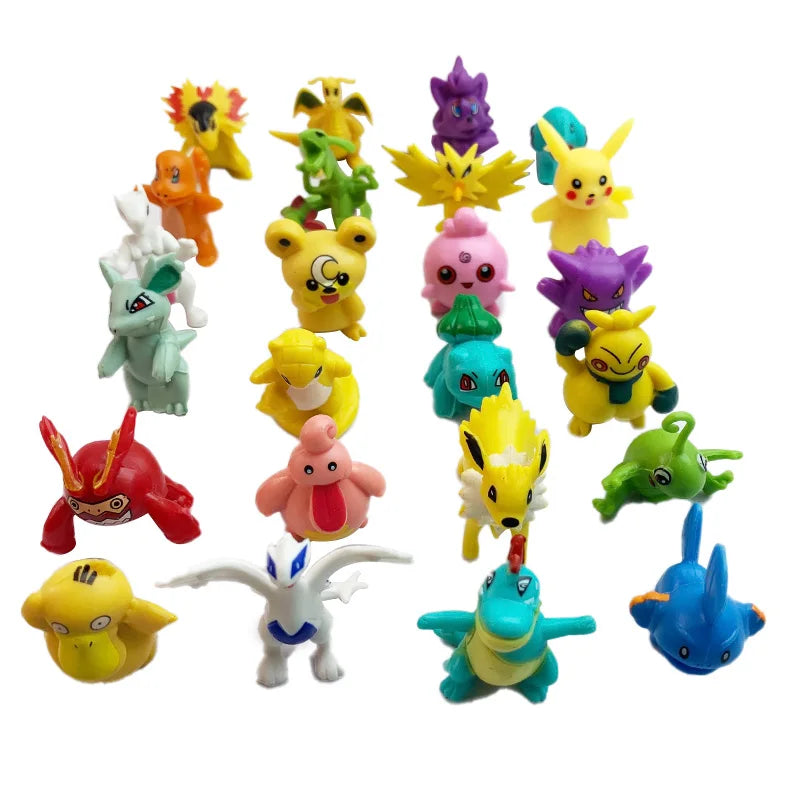 Pokemon Figuras Set 24-144 Piezas Pikachu Anime - Colección Mini Pokebola Muñecos Regalo Niños