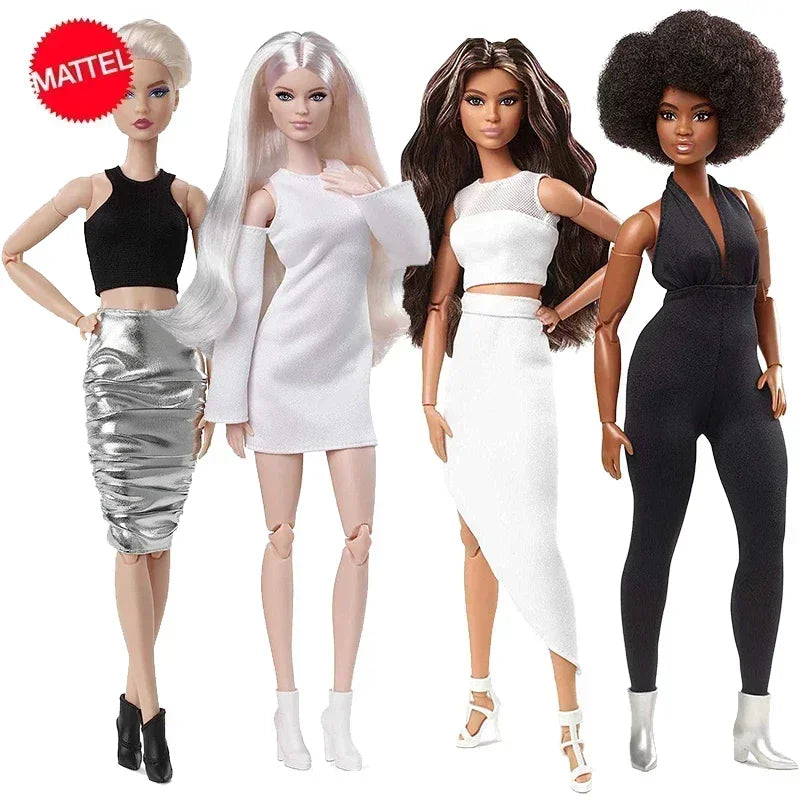 Muñeca Barbie Signature Looks Rubia Alta Vestido Blanco Botas Plataforma