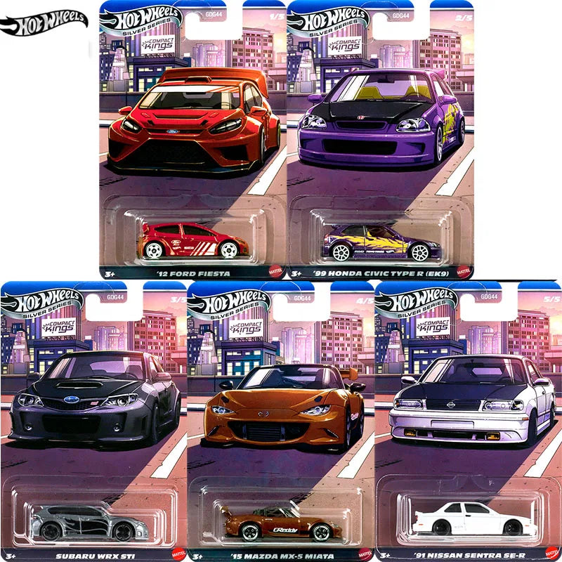 Hot Wheels GDG44 Compact Kings Serie Ford Fiesta Civic Subaru Mazda Nissan Sentra - Autos 1:64 Colección