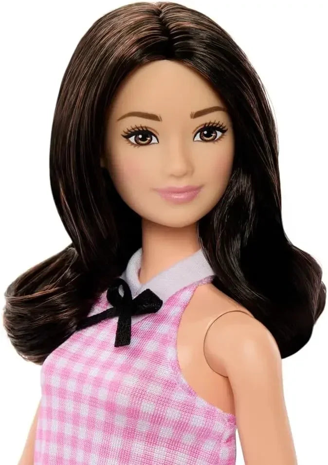 Muñeca Barbie Fashionistas 65 Aniversario Cabello Negro Ondulado Vestido Rosa