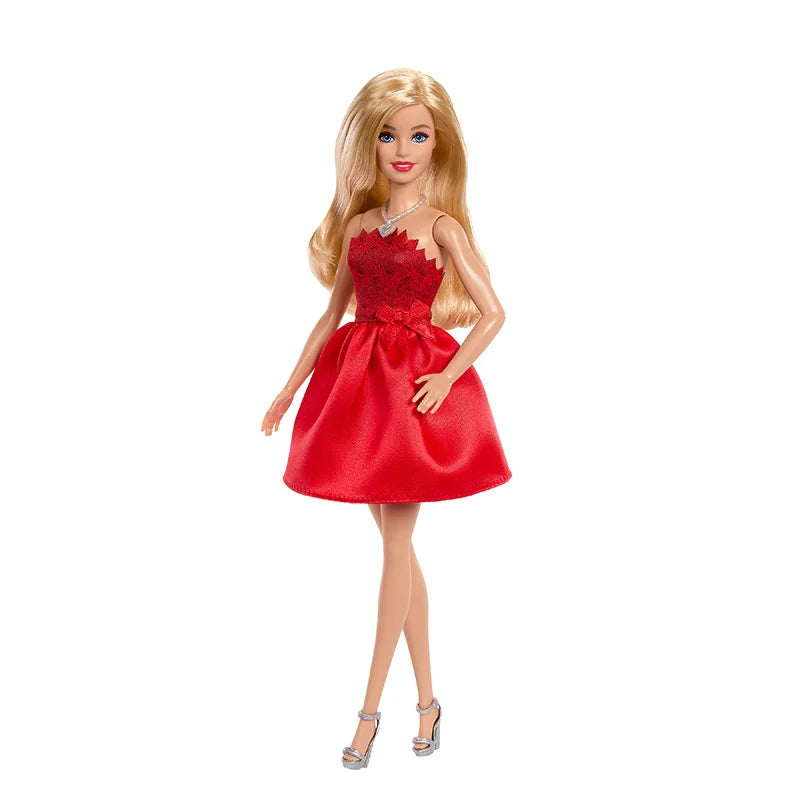 Muñeca Barbie 80 Aniversario Fashionistas Vestido Rojo Rubí - Zapatos Collar