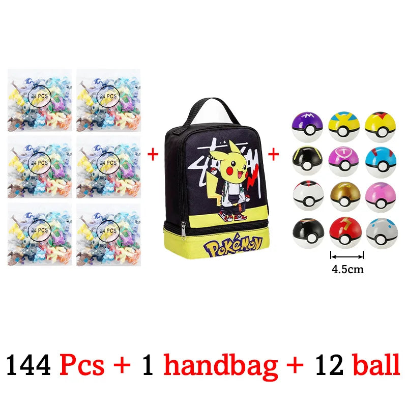 Pokemon Figuras Set 24-144 Piezas Pikachu Anime - Colección Mini Pokebola Muñecos Regalo Niños