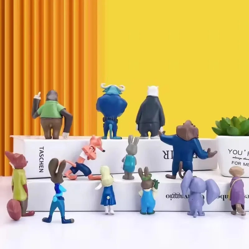 Set 12 Figuras Disney Zootopia - Judy Hopps Nick Wilde Colección Completa