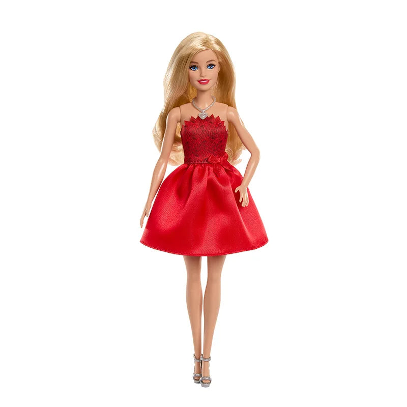 Muñeca Barbie 80 Aniversario Fashionistas Vestido Rojo Rubí - Zapatos Collar