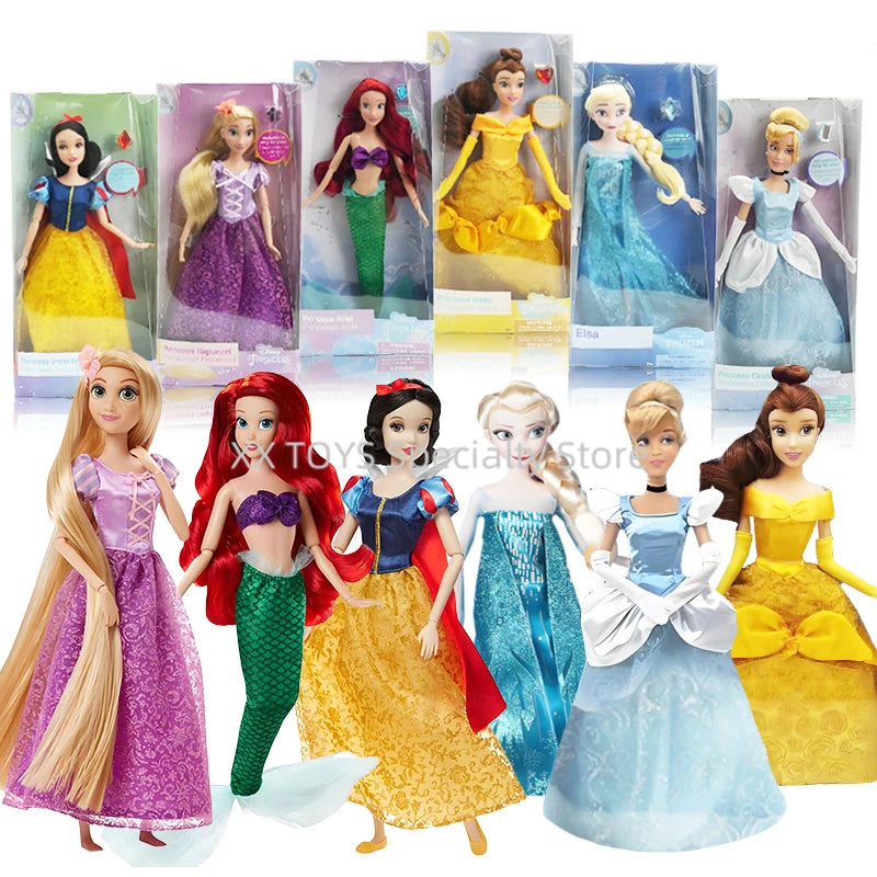 Muñeca Disney Princesas Clásicas Blancanieves Rapunzel Ariel Elsa - 11 Pulgadas con Anillo Coleccionable