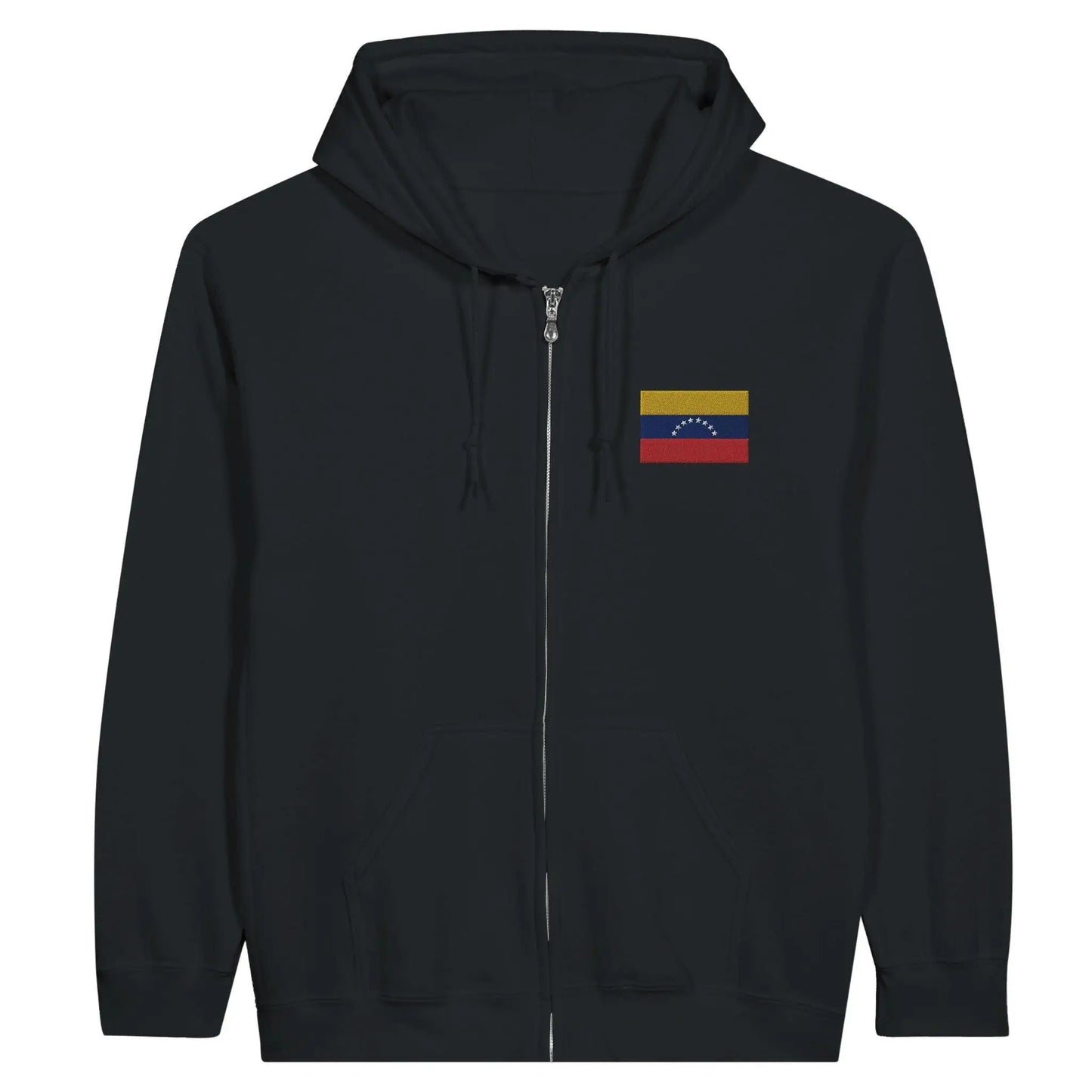 Sweat À Capuche Zippé – Drapeau Du Venezuela – Brodé – Coton Mélangé